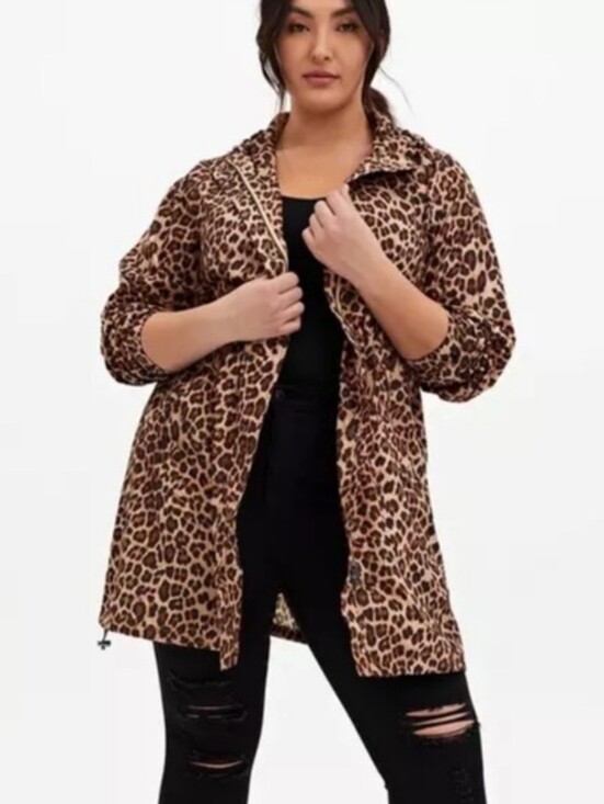 torrid Jackets & Blazers - Torrid Hooded Lightweight Leopard Anorak Raincoat Size 2X
